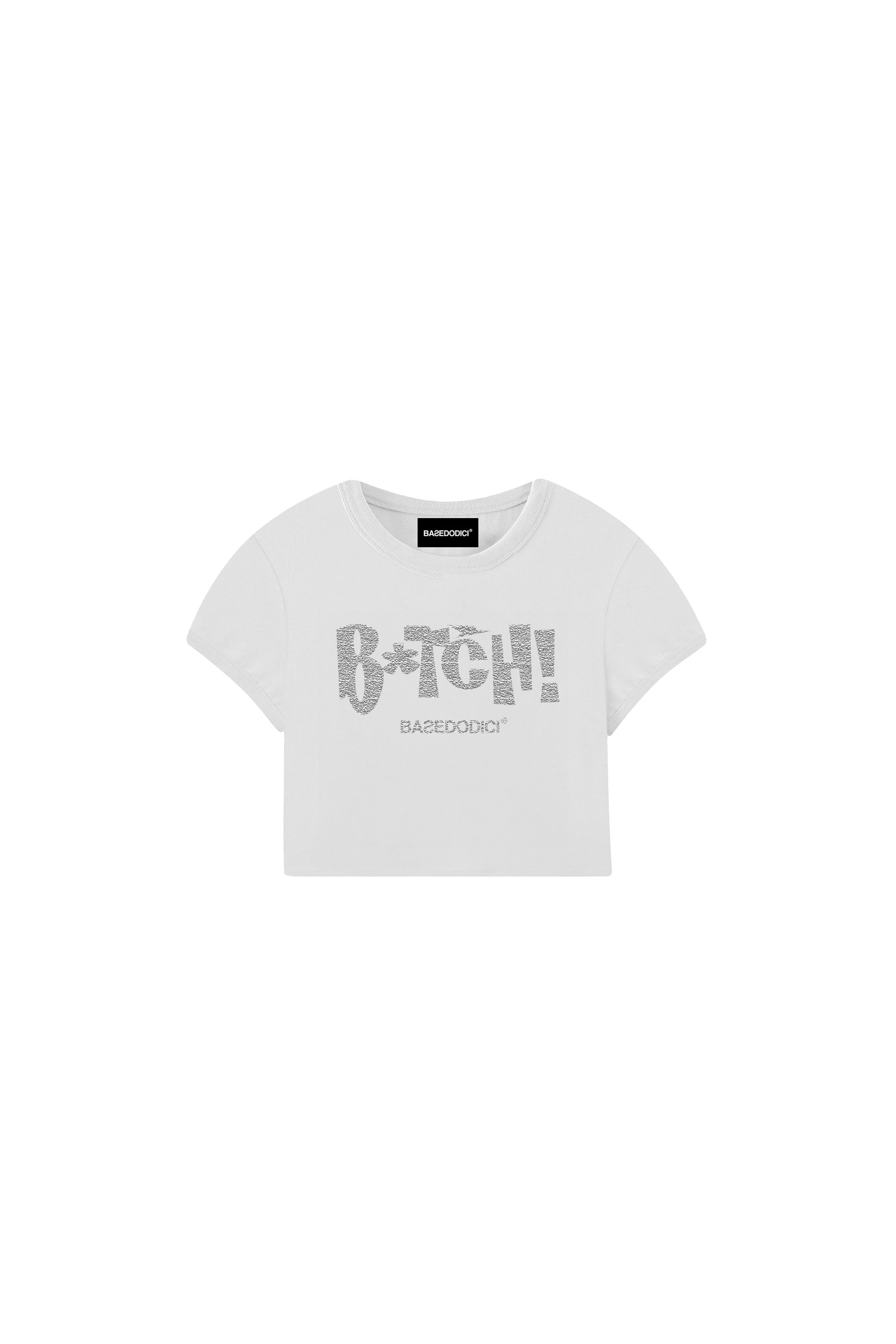 Crop Top “DIVA” B*tch Glitter White