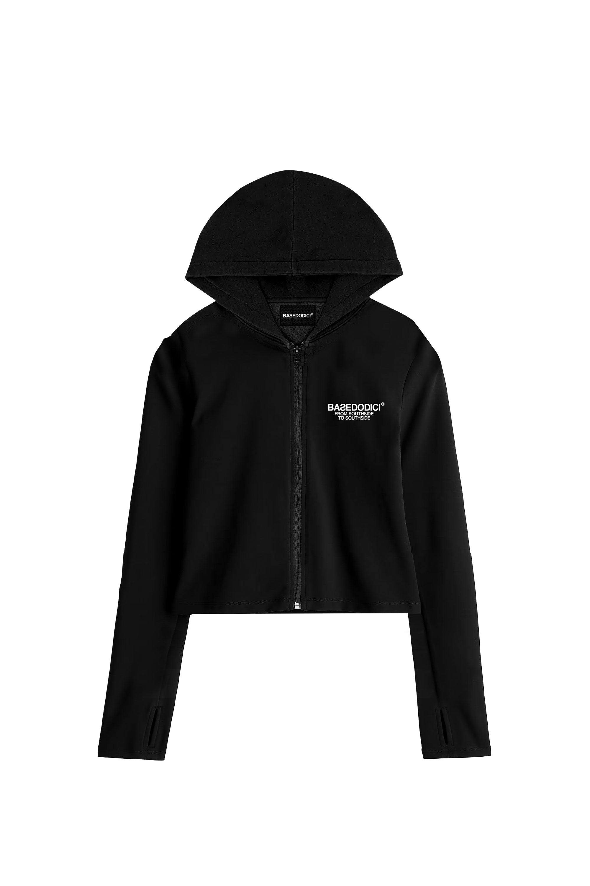 Crop Zip Hoodie “AMMO” Glitter Black
