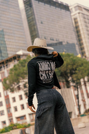 Crop Zip Hoodie “AMMO” Glitter Black