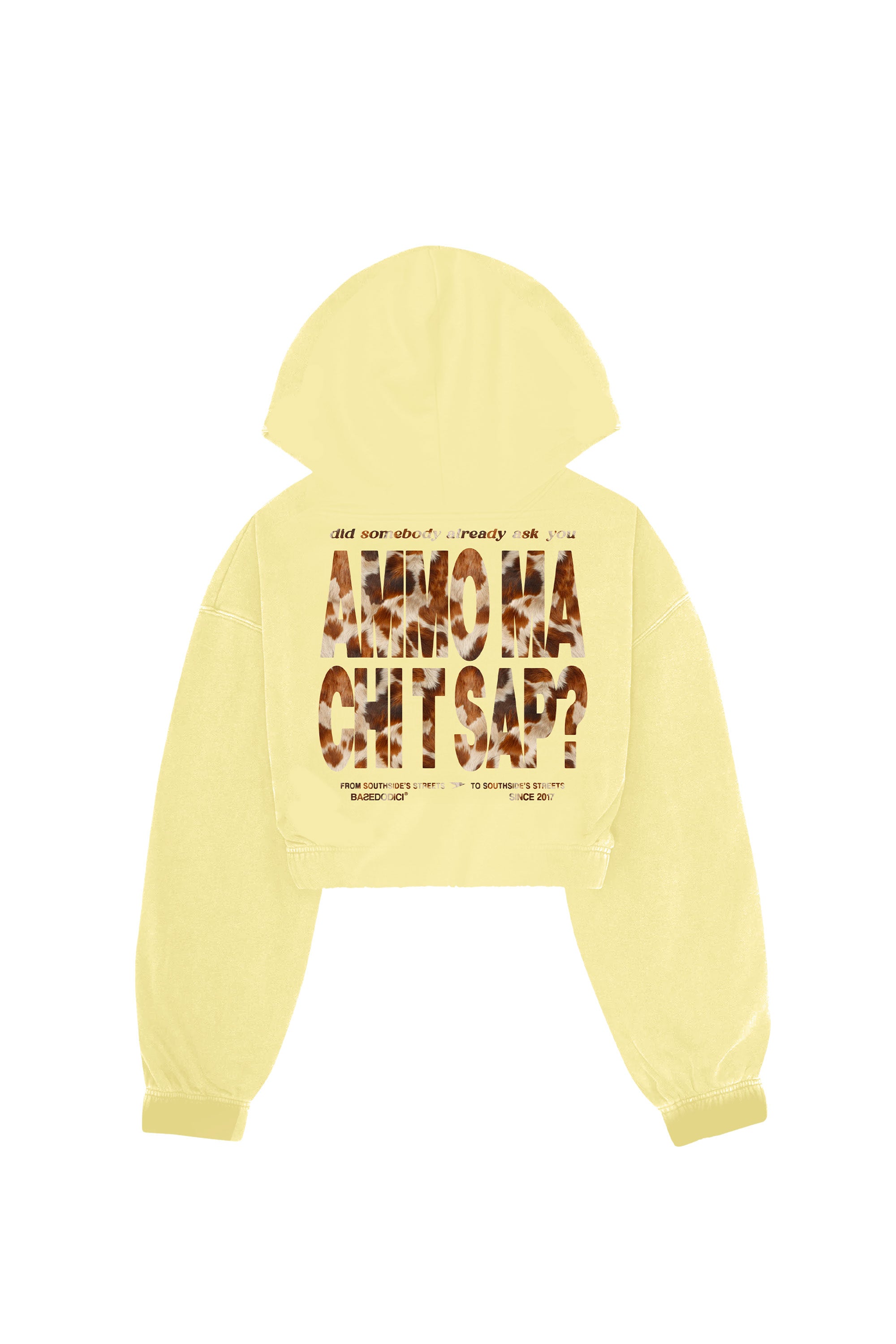 Crop Zip Hoodie “AMMO” Cow/Yellow