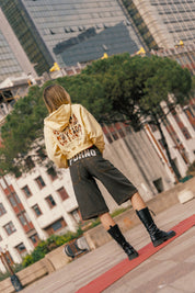 Crop Zip Hoodie “AMMO” Cow/Yellow
