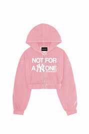 Crop Zip Hoodie “DIVA” Not For Anyone Pink