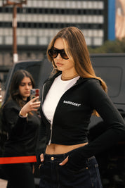 Crop Zip Hoodie “DIVA” More Men Black