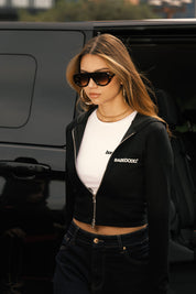 Crop Zip Hoodie “DIVA” More Men Black