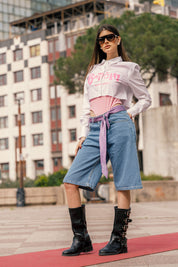 “DIVA” B*tch Glitter White/Pink Crop Shirt