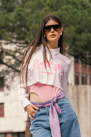 “DIVA” B*tch Glitter White/Pink Crop Shirt
