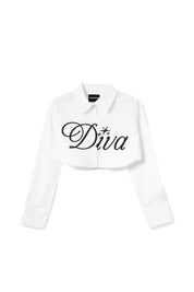 Crop Shirt “DIVA” Italic White