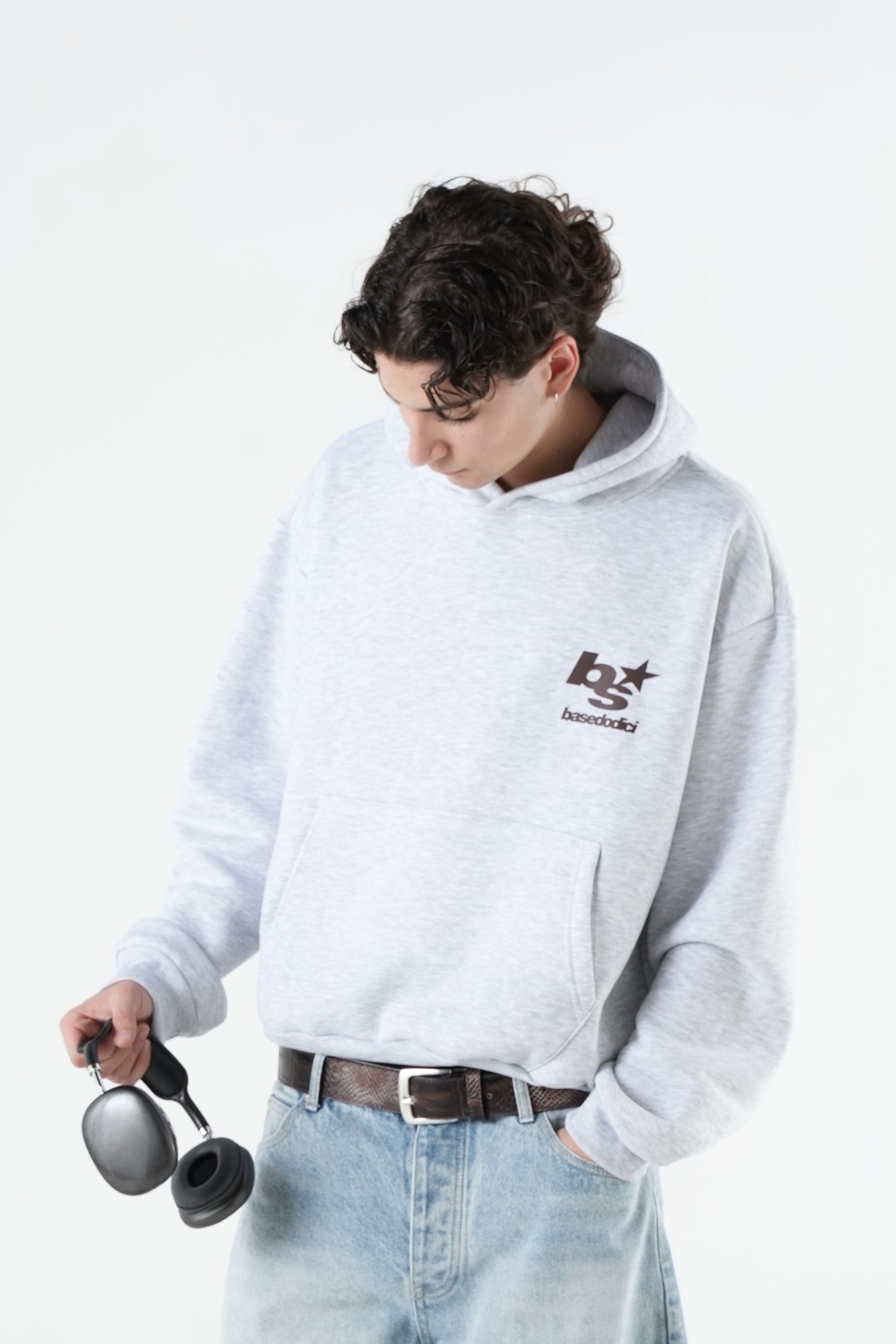 Hoodie "THE NOISE" BackLogoStars AshGrey/Brown