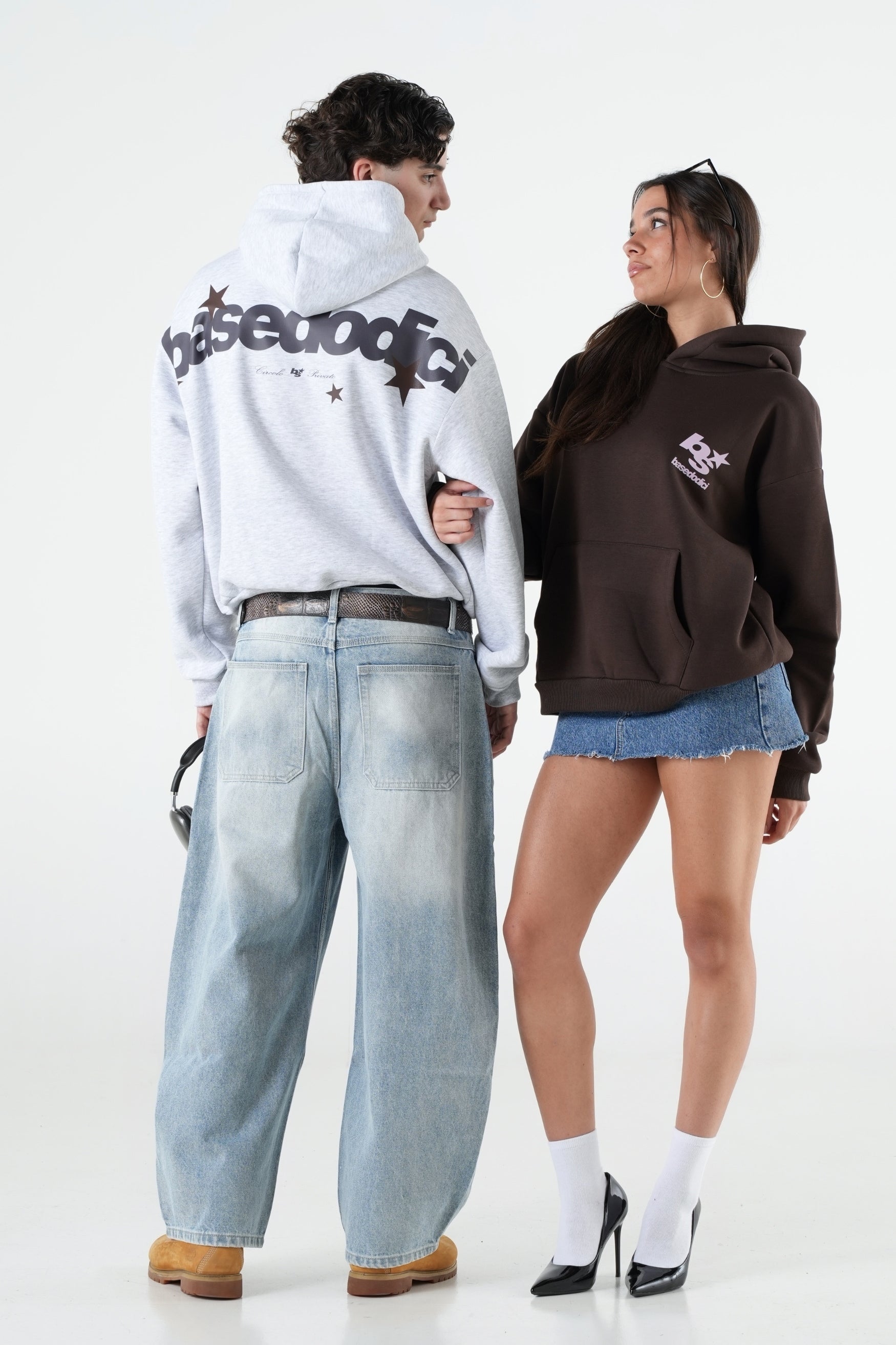 Hoodie "THE NOISE" BackLogoStars AshGrey/Brown
