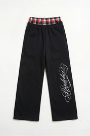 Fleece Pants "FOR DREAMERS" DoubleLayer Script Black/Red