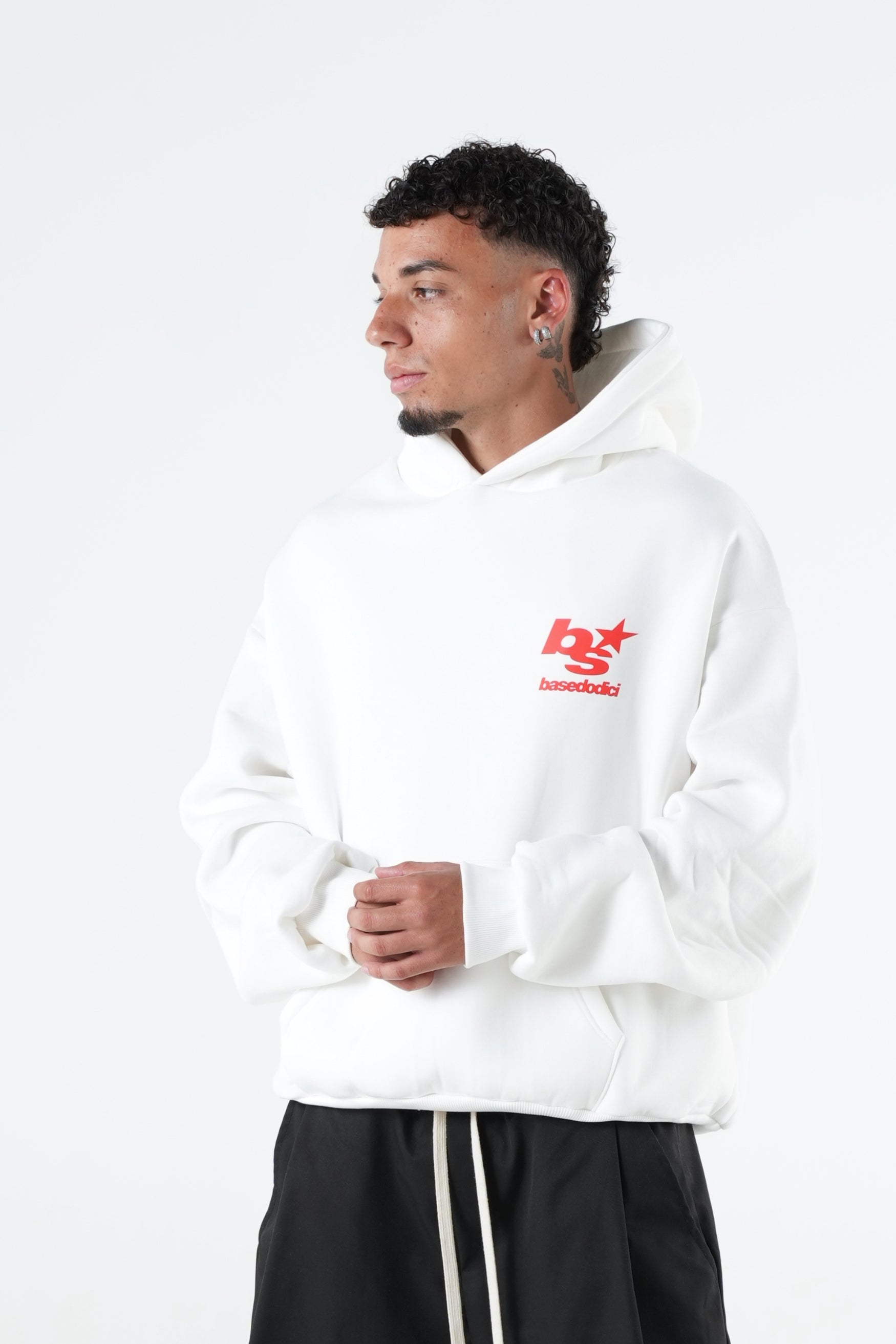 Hoodie "THE NOISE" BackLogoStars White/Red