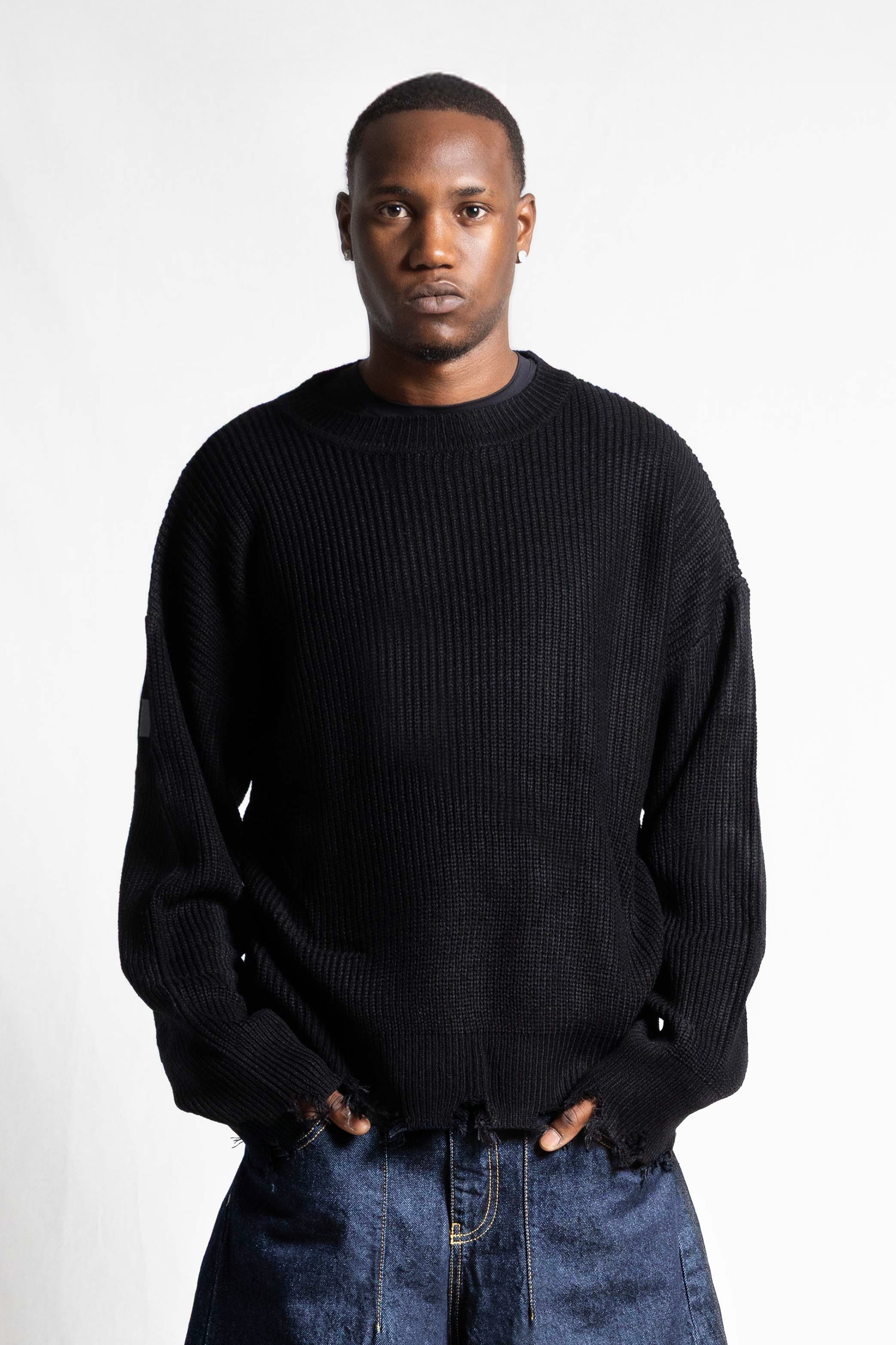 "RUDEBOY LDN" Knitwear Shoulder Logo Black