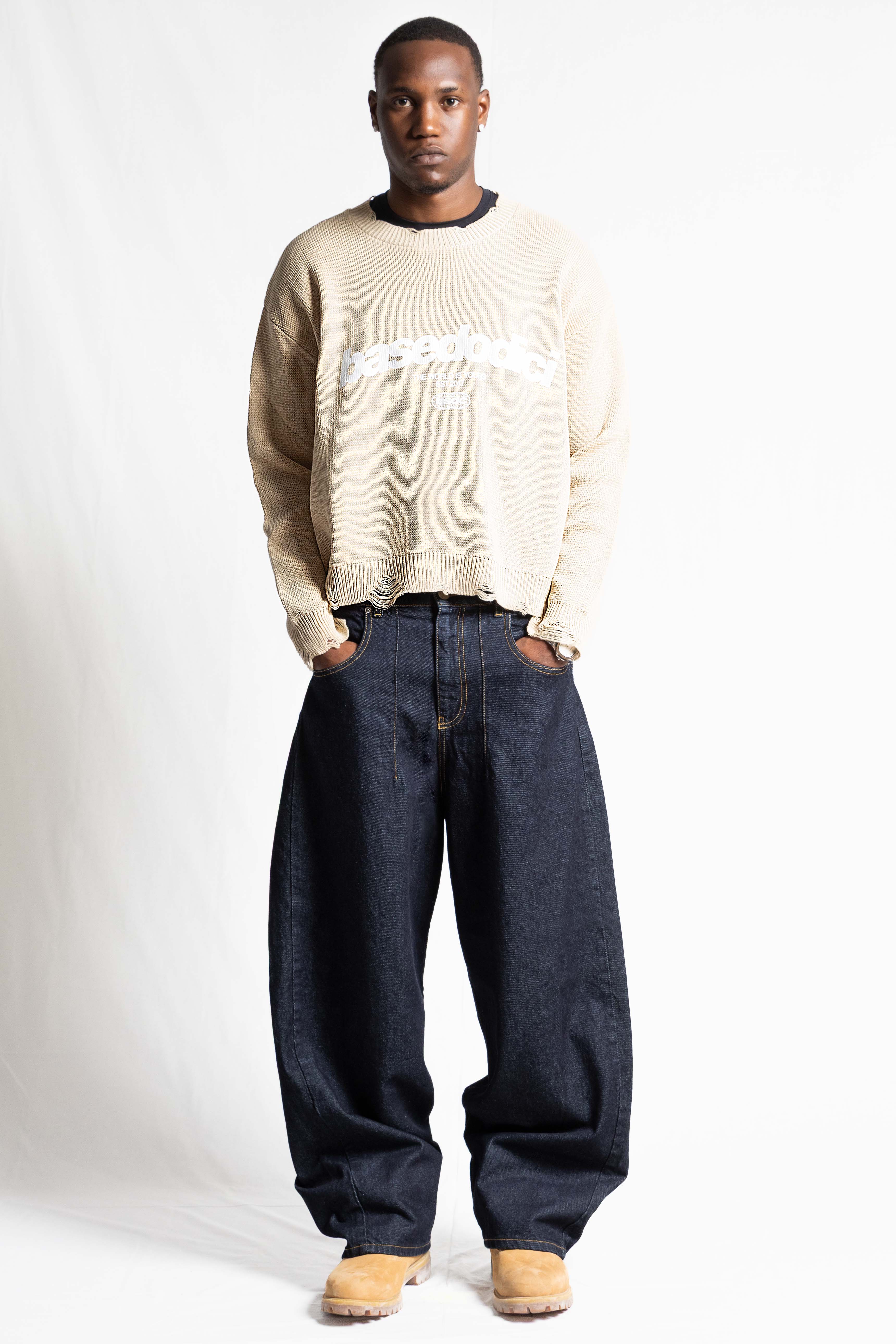 "RUDEBOY LDN" Knitwear Front Logo Cream