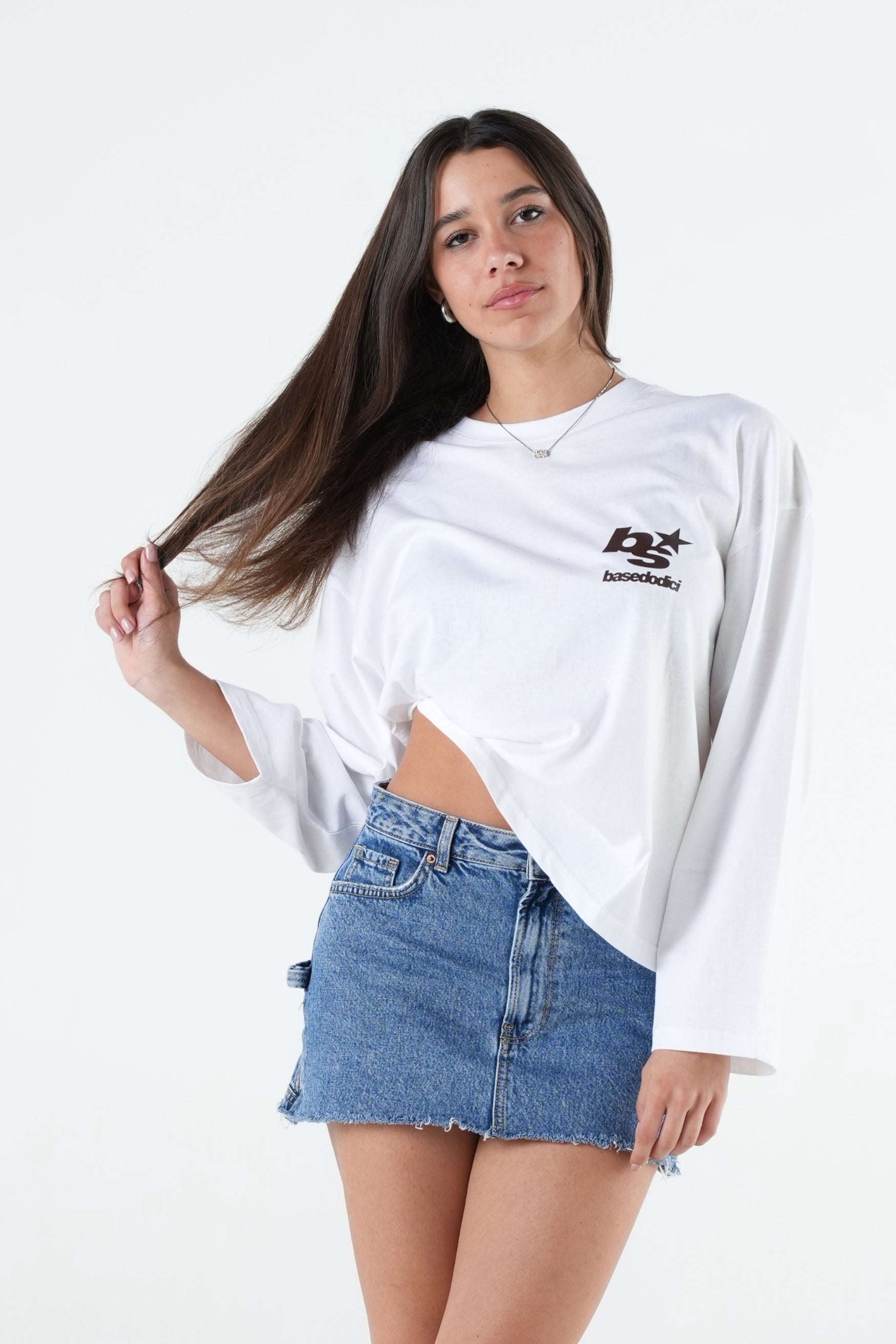 Longsleeve "THE NOISE" BackLogoStars White/Brown