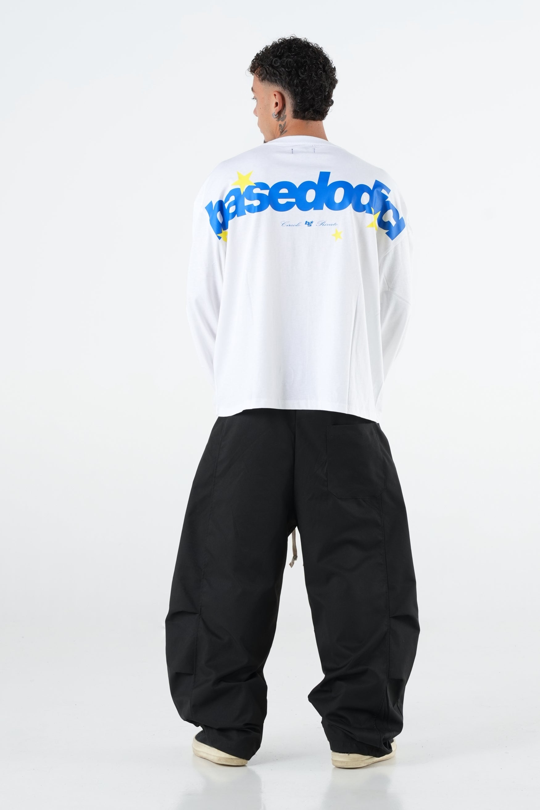 Longsleeve "THE NOISE" BackLogoStars White/Blue