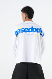 Longsleeve "THE NOISE" BackLogoStars White/Blue