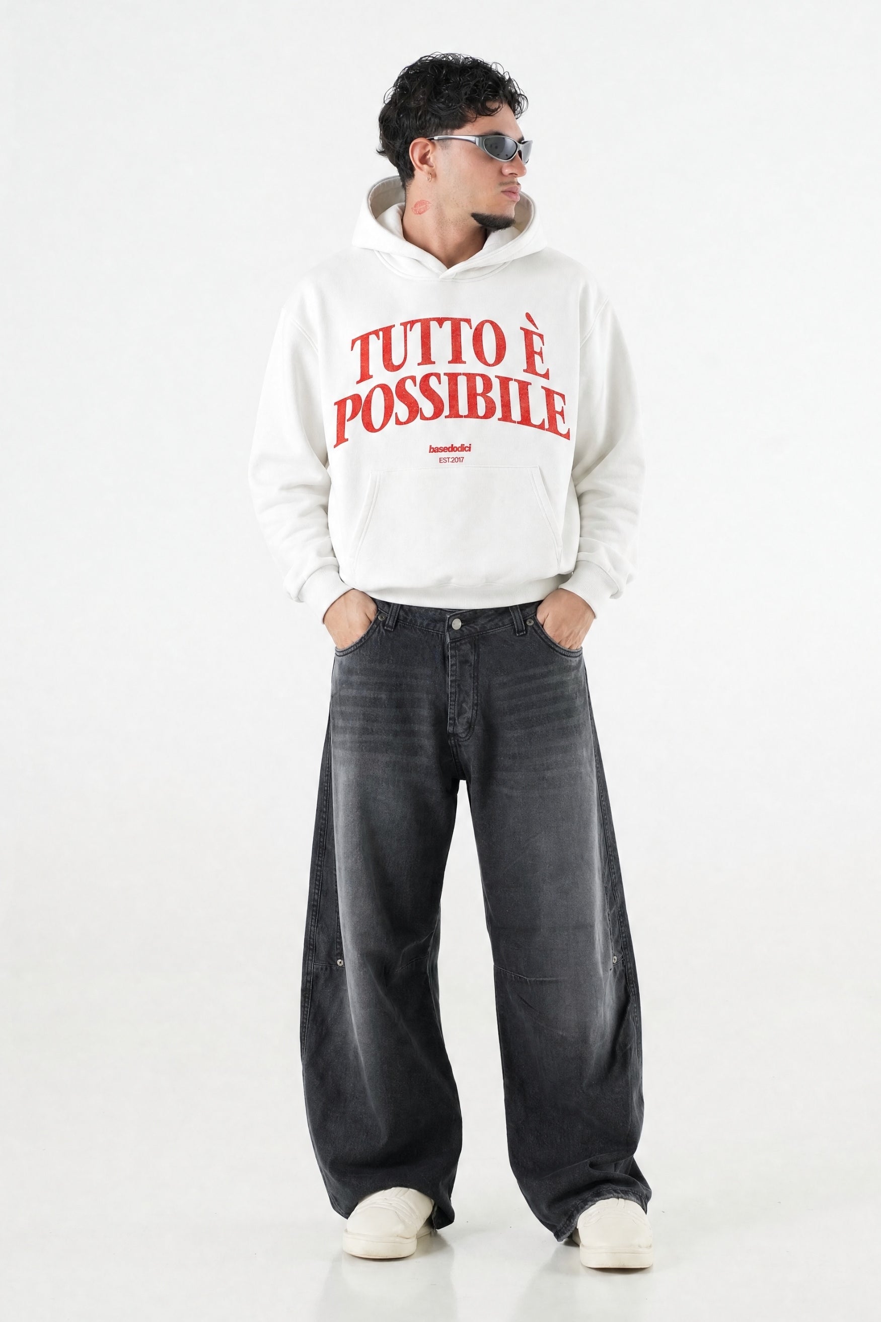 Hoodie "B12LAB" TuttoèPossibile White/RedGlitter
