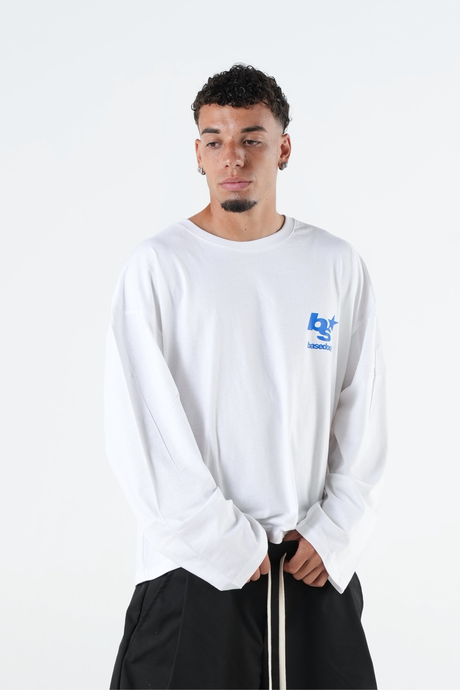 Longsleeve "THE NOISE" BackLogoStars White/Blue
