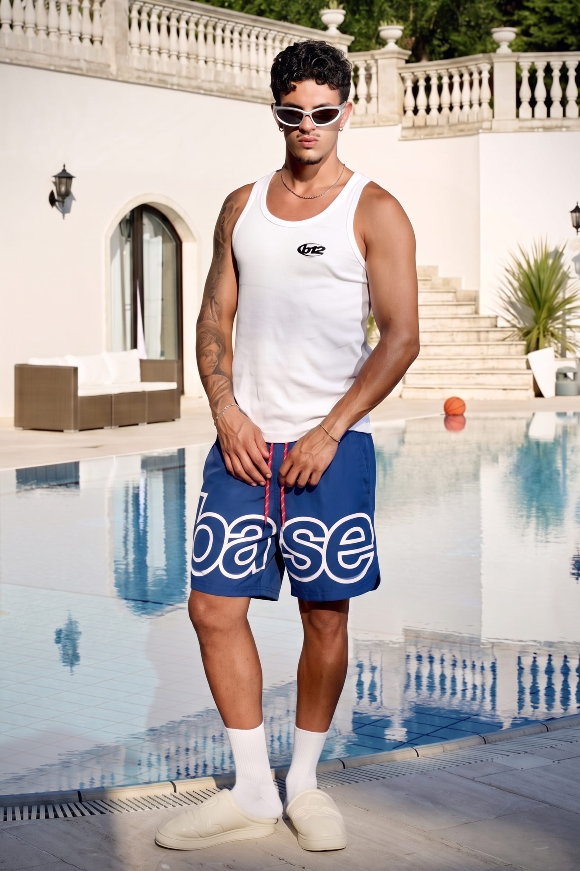 Swim Short "SUMMER CLUB" BASE RoyalBlu/White
