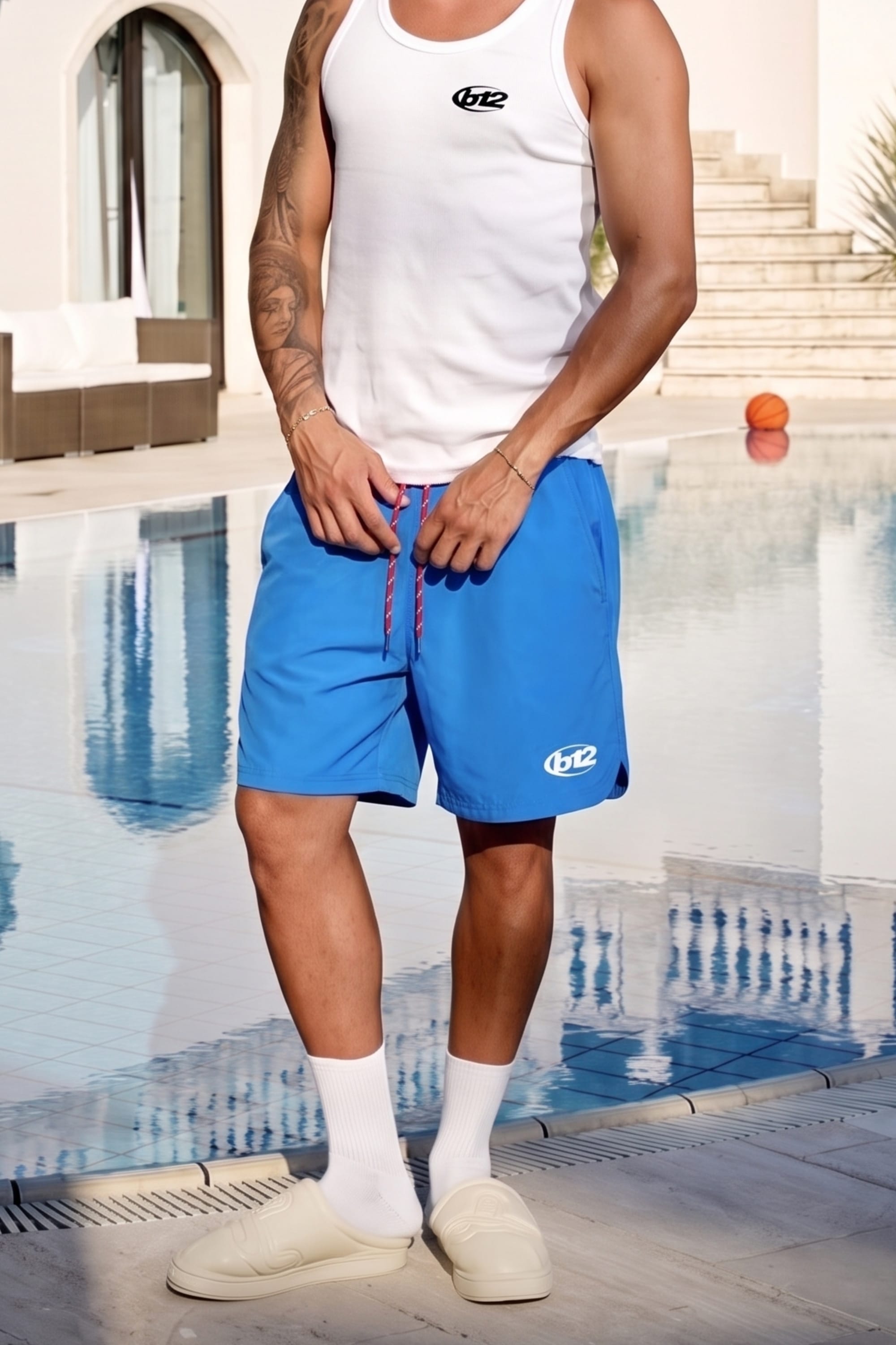 Swim Short "SUMMER CLUB" Logo LightBlue