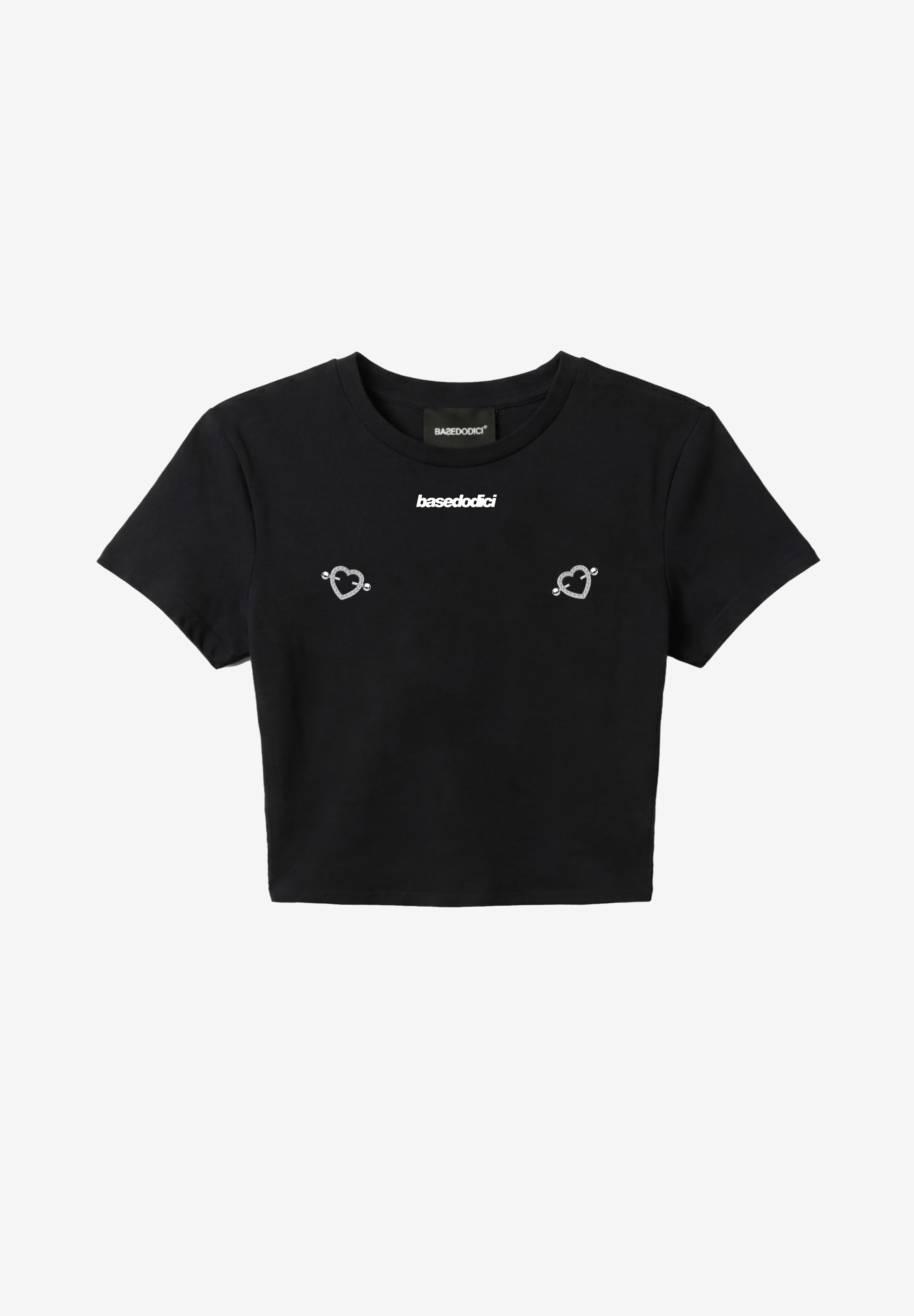 Baby Tee "SANTA" Hearts Black