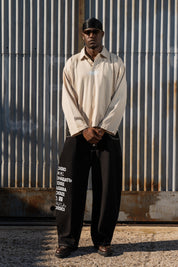 Polo Longsleeve "NEW MONEY" Team012 Beige/White
