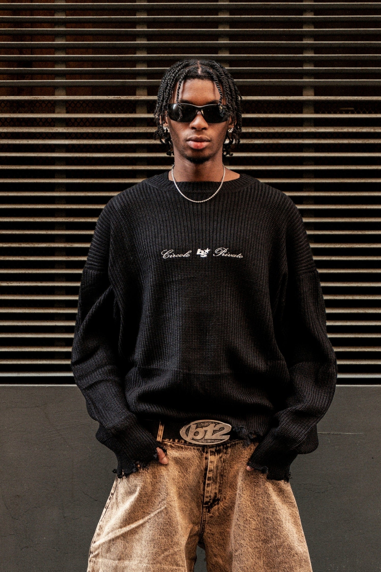 Knitwear "BROKENNESS" Shoulder Logo Black