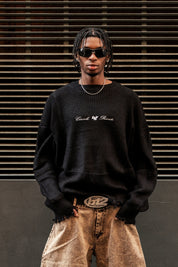 Knitwear "BROKENNESS" Shoulder Logo Black