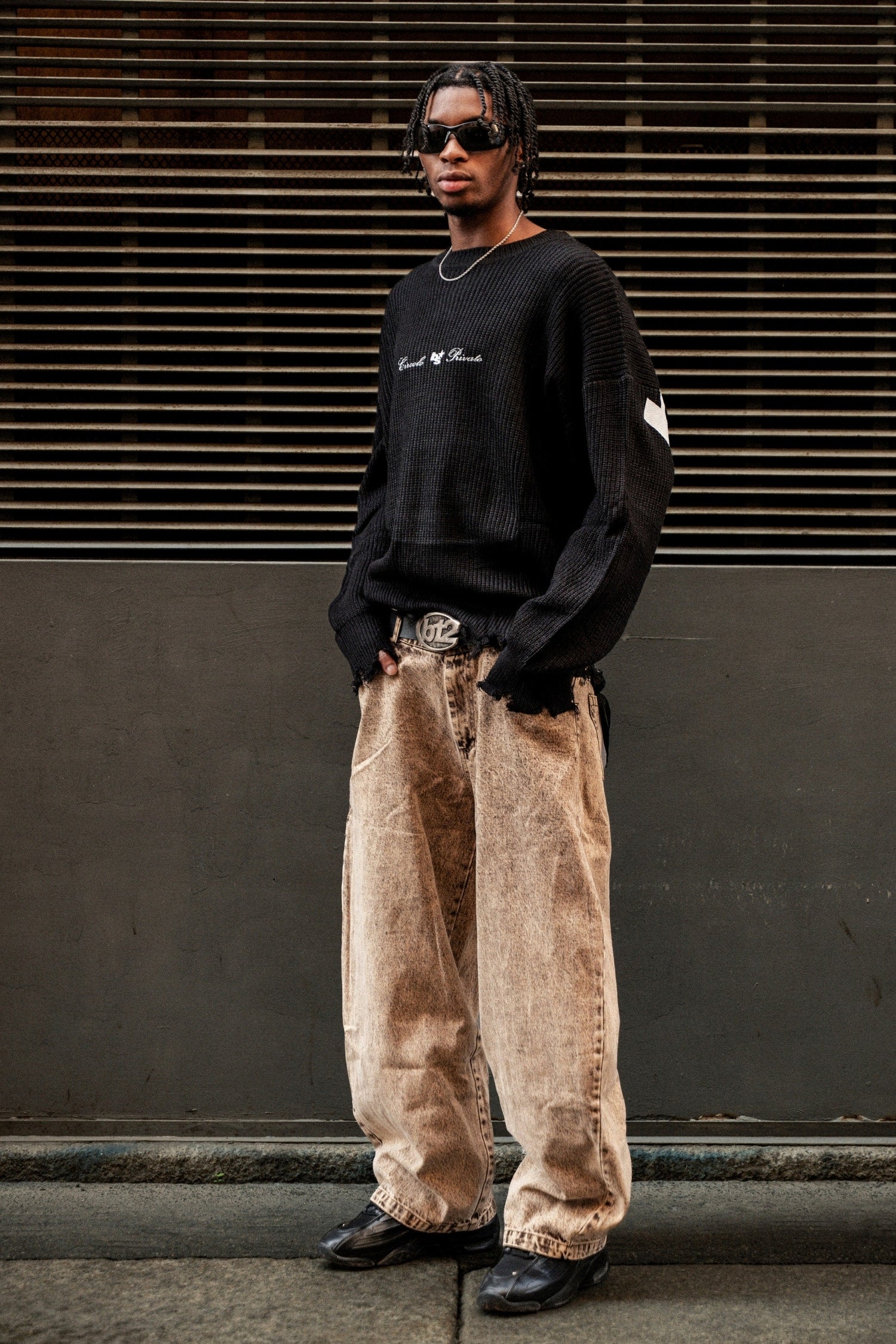 Knitwear "BROKENNESS" Shoulder Logo Black