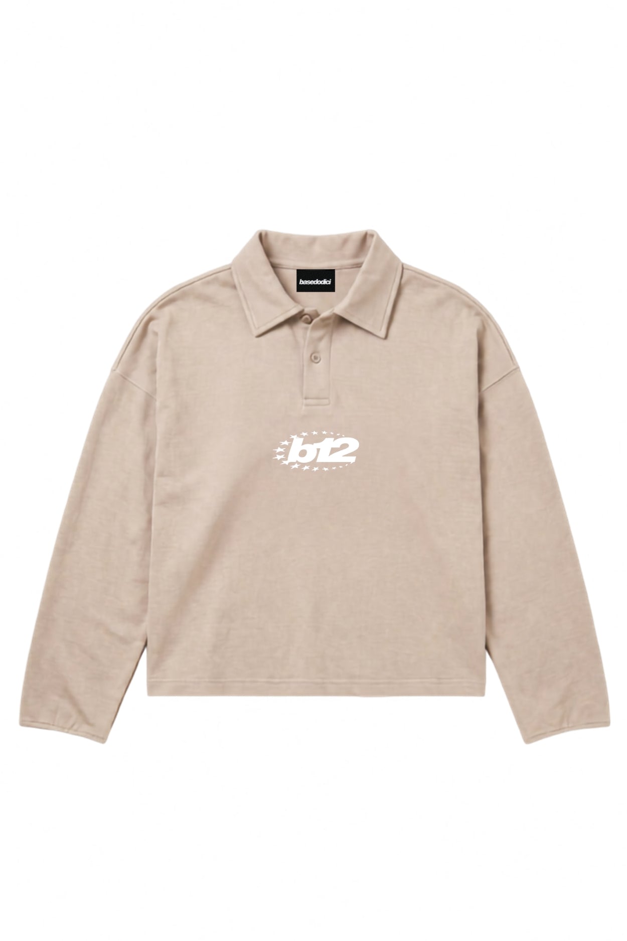 Polo Longsleeve "NEW MONEY" Team012 Beige/White