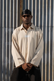 Polo Longsleeve "NEW MONEY" Team012 Beige/White