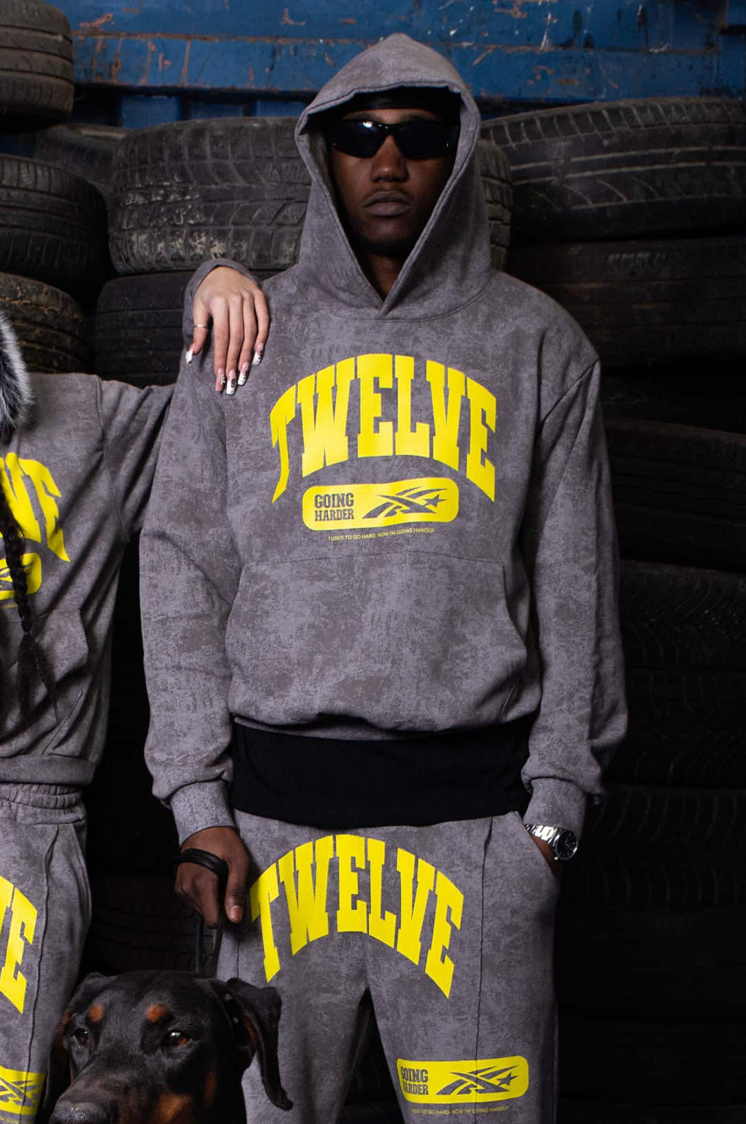 Hoodie “THECRUISE” Twelve Marbled Grey