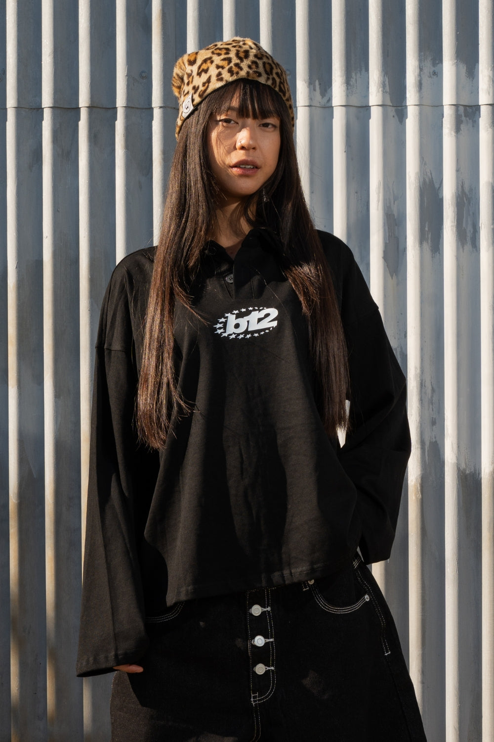 Polo Longsleeve "NEW MONEY" Team012 Black/White