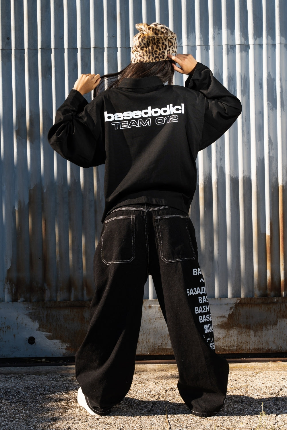 Polo Longsleeve "NEW MONEY" Team012 Black/White