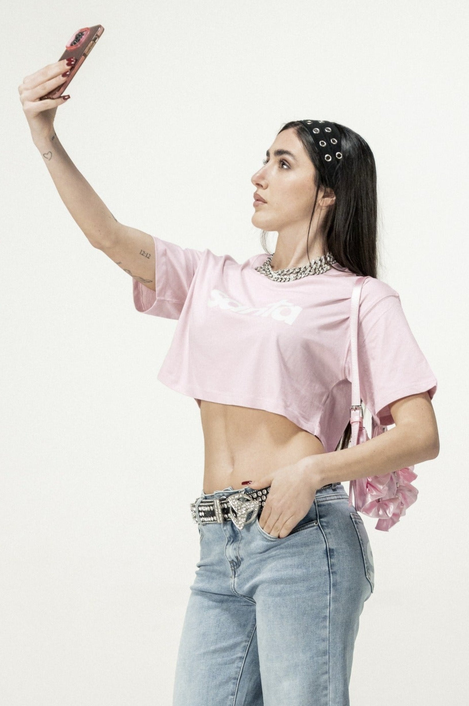 Crop Tee "DIVA" Santa Pink