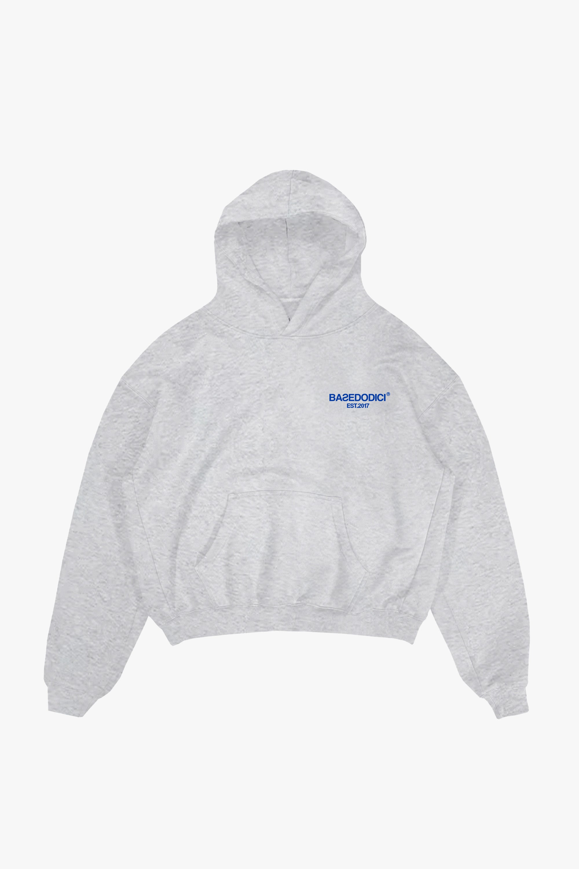 Hoodie “COMFY” Back Logo AshGrey/Blue