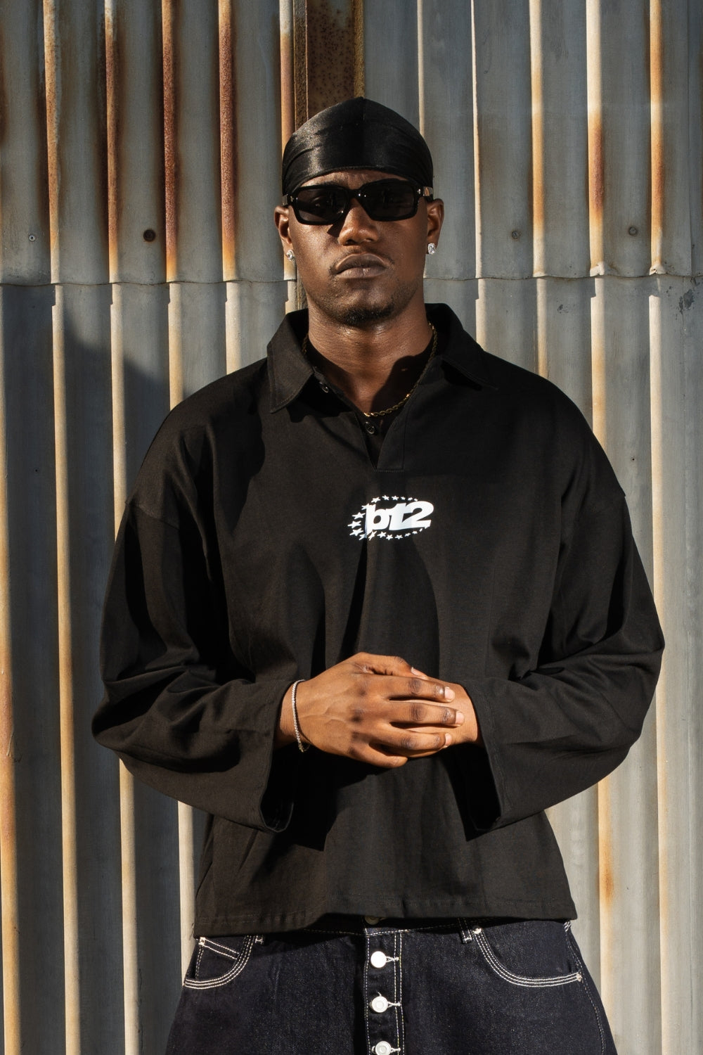 Polo Longsleeve "NEW MONEY" Team012 Black/White