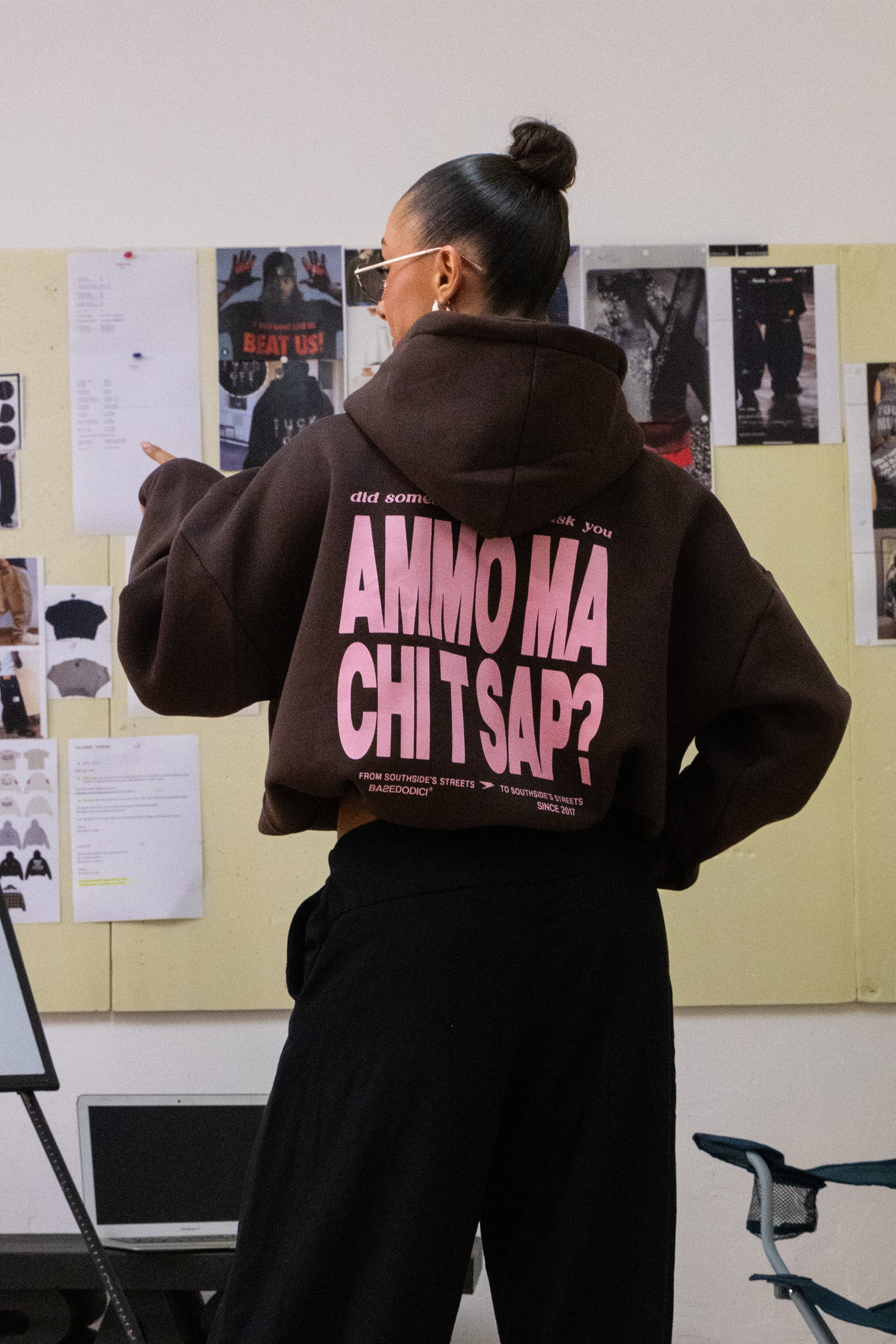 Hoodie "AMMO" CHI'T'SAP Cactus Brown/Pink