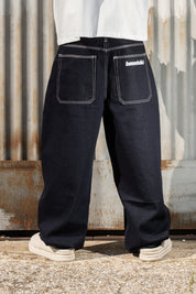 Bigall Denim “NEW MONEY” Back Logo Blue Raw