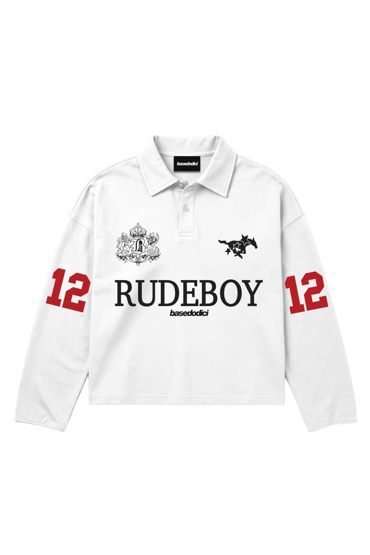 Polo Longsleeve "RUDEBOY LDN" 12 White