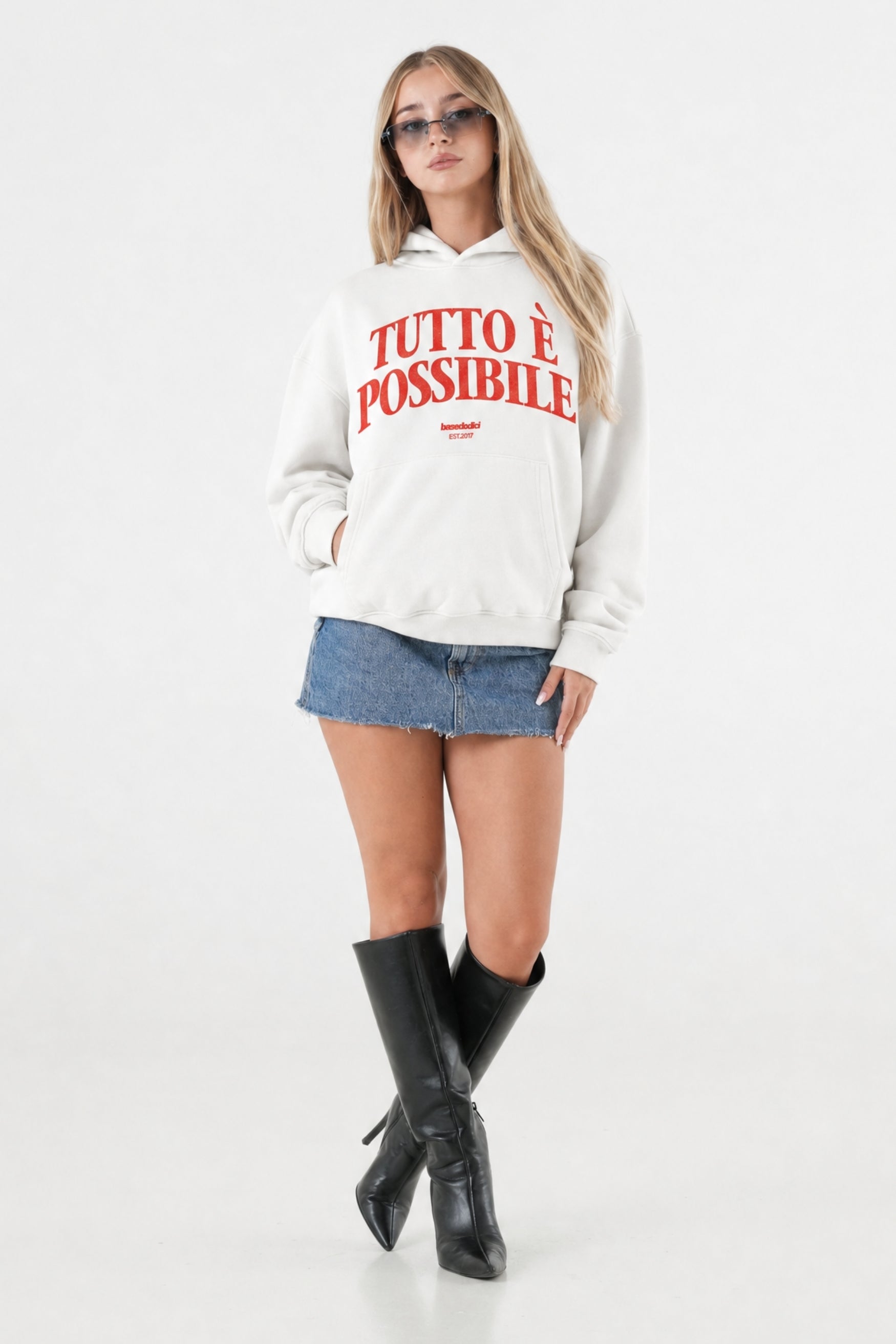 Hoodie "B12LAB" TuttoèPossibile White/RedGlitter