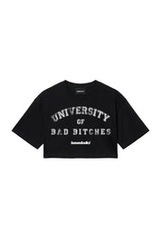 Crop Tee "SANTA" University Black