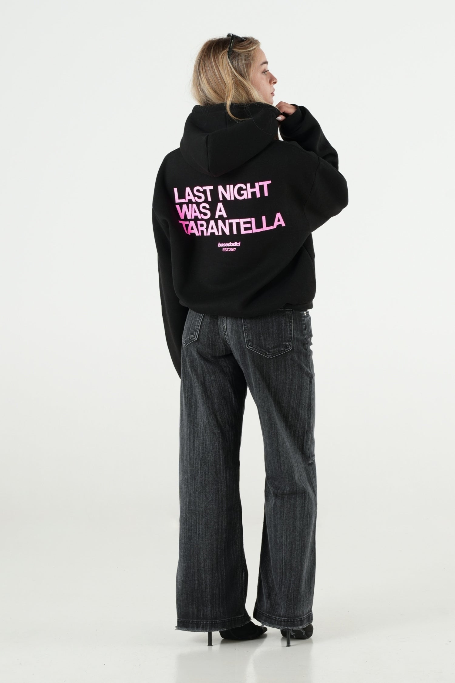 Hoodie "B12LAB" Tarantella Black/PinkGlitter