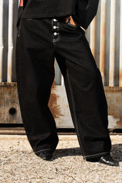 Bigall Denim “NEW MONEY” Back Logo Black Raw