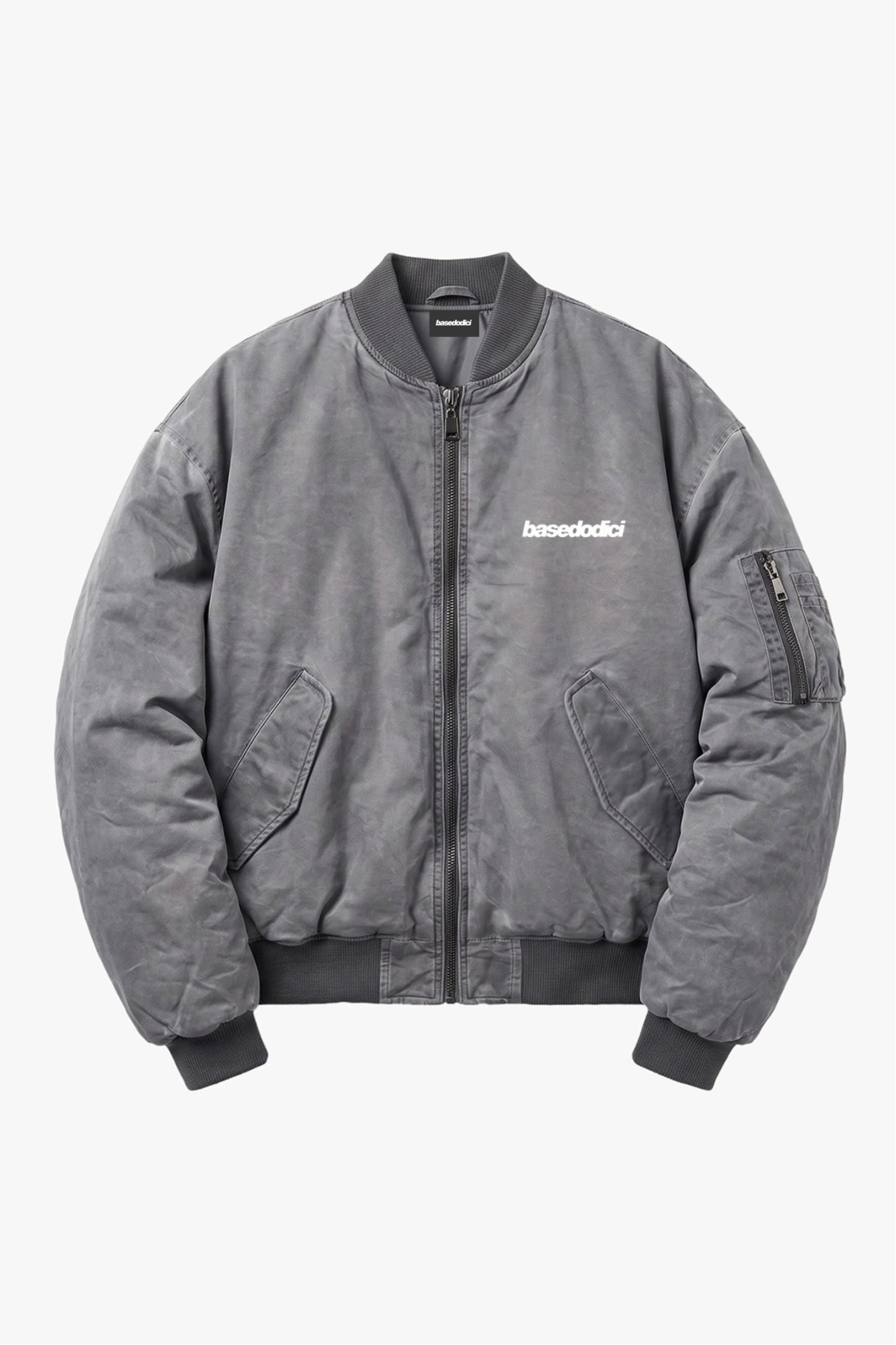 Bomber Jacket "BROKENNESS" Front Logo Grey