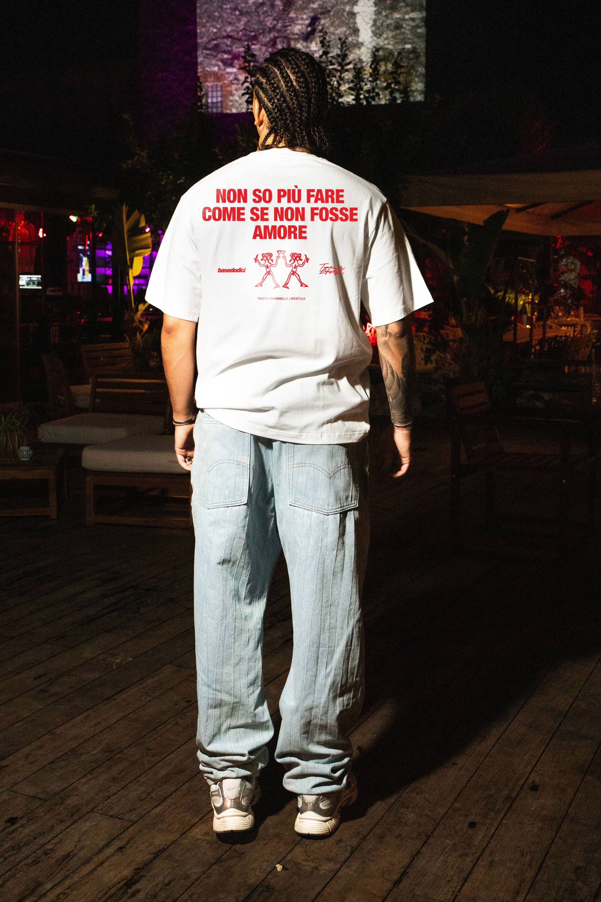 T-Shirt "TAVERNELLExBASEDODICI" Amore White