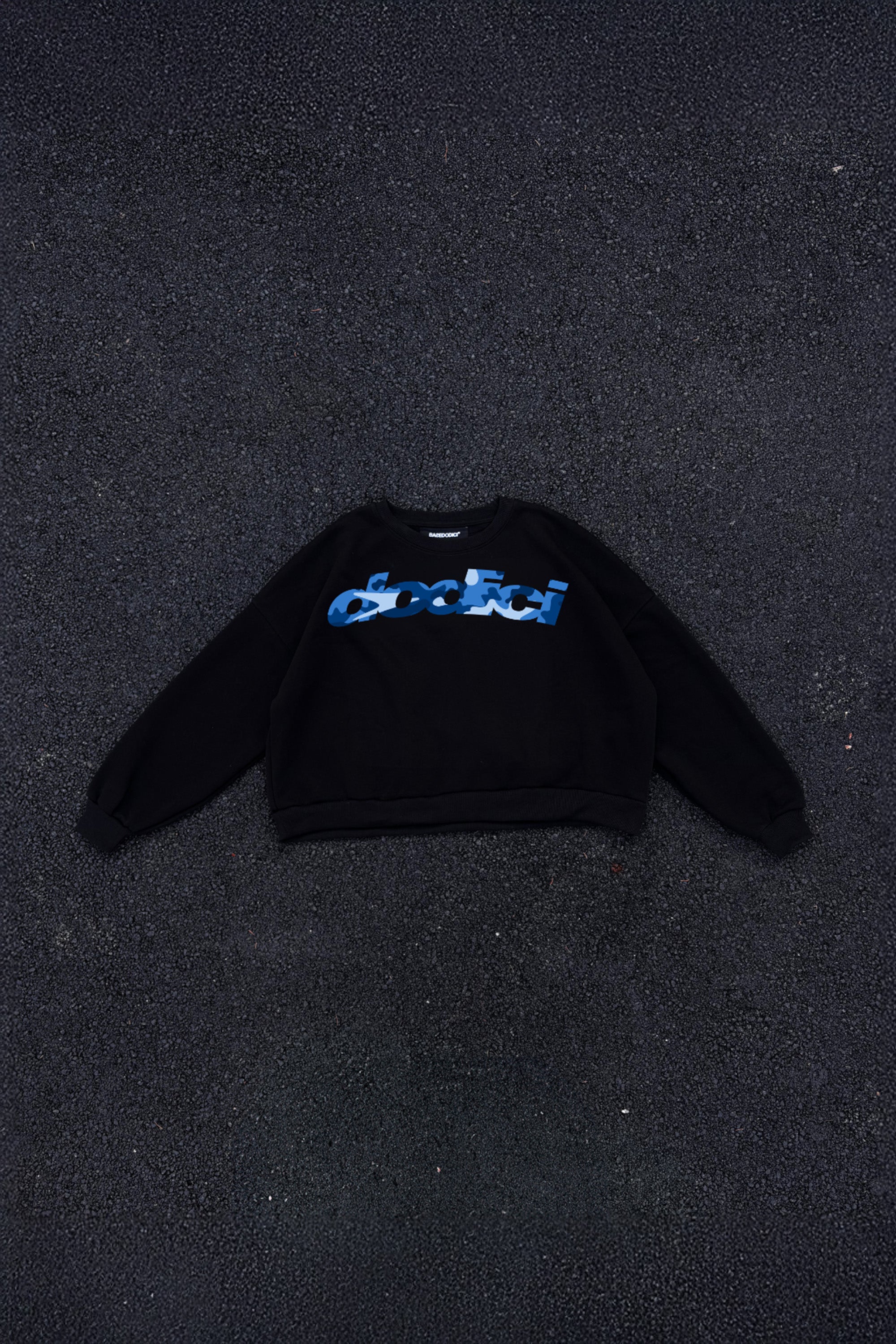 Crewneck “CAMO4PLAYERS” FrontLogo Black/CamoBlue