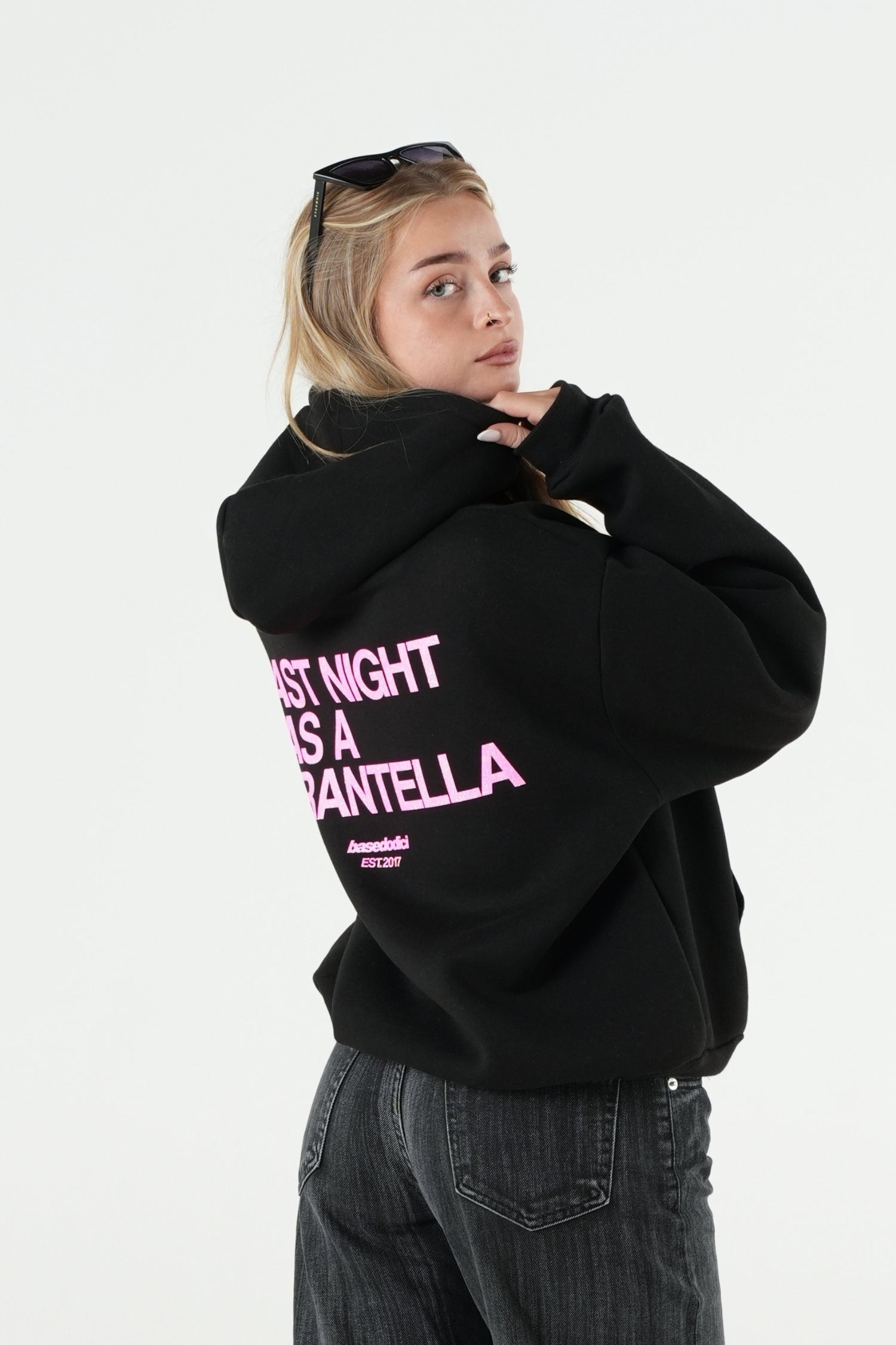 Hoodie "B12LAB" Tarantella Black/PinkGlitter