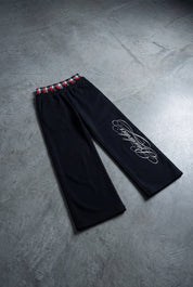 Fleece Pants "FOR DREAMERS" DoubleLayer Script Black/Red