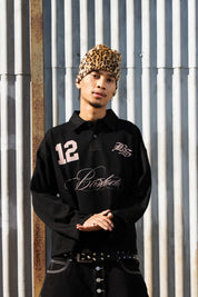 Polo Longsleeve "NEW MONEY” FCK Black